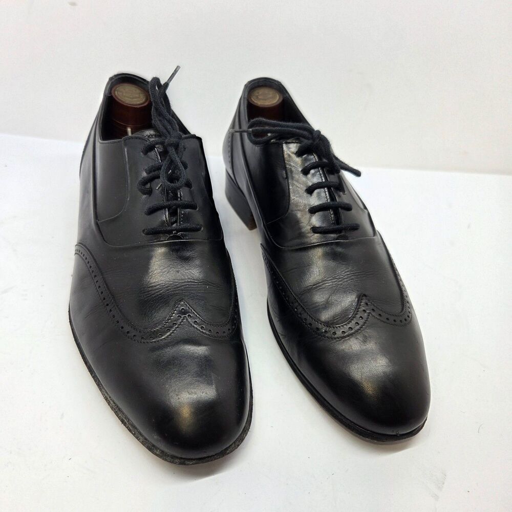 Bruno Magli "Verano" Mens Black Leather Wingtip Oxfords Size 7.5 M